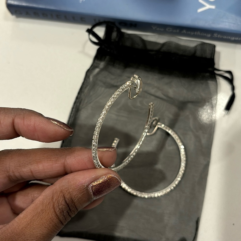 Silver Sparkly Hoop Earrings